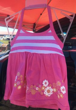 Girls Pink Halter Top with flowers and Short Set