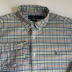 Ralph Lauren Men’s XL Plaid Oxford Stretch Slim Fit Long Sleeve Button Up Shirt