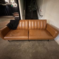 mid-century modern style faux leather Sofa 