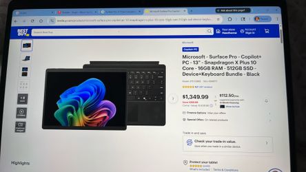 Surface Pro 11 16GB RAM 512GB includes keyboard pro
