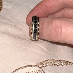 Size 11 Men's 1 ct. tw. Black Diamond Ring in 10K Yellow Gold & Sterling Silver Size 11 W/O BOX* 