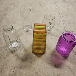 5 Assorted Glass Vases