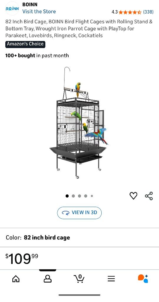 Bird Cage- Large With Lots Of Extras!