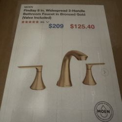 MOEN Findlay 8 in. Widespread 2-Handle Bathroom Faucet in Bronzed Gold (Valve Included)