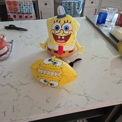 NICKELODEON PILLOW PET SPONGEBOB SQUAREPANTS AND FOOTBALL SEE DESCRIPTION 