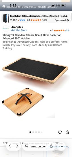 Strong Tek Wooden Balance Board, Basic Rocker or Advanced 360° Wobble Beginner-to-Advanced Options, Non-Slip Surface, Ankle Rehab, Physical Therapy, C