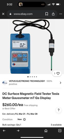 DC Surface Magnetic Field Tester Tesla Meter Gaussmeter mT Gs Display