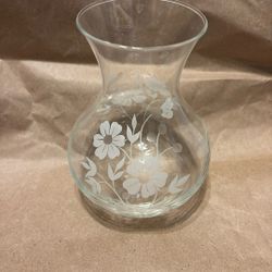 Vintage Clear Etched Floral Vase