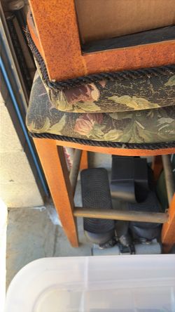 Wooden Chair with Floral Upholstered Seat