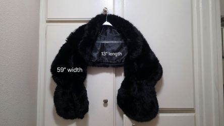 Black faux fur wrap with smooth satin lining