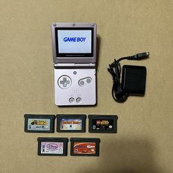 Nintendo Game Boy Advance SP  Pearl pink with charger and games 