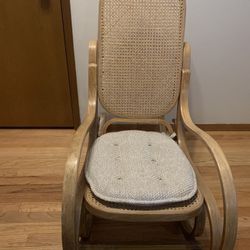 Wood And Wicker Rocking Chair 