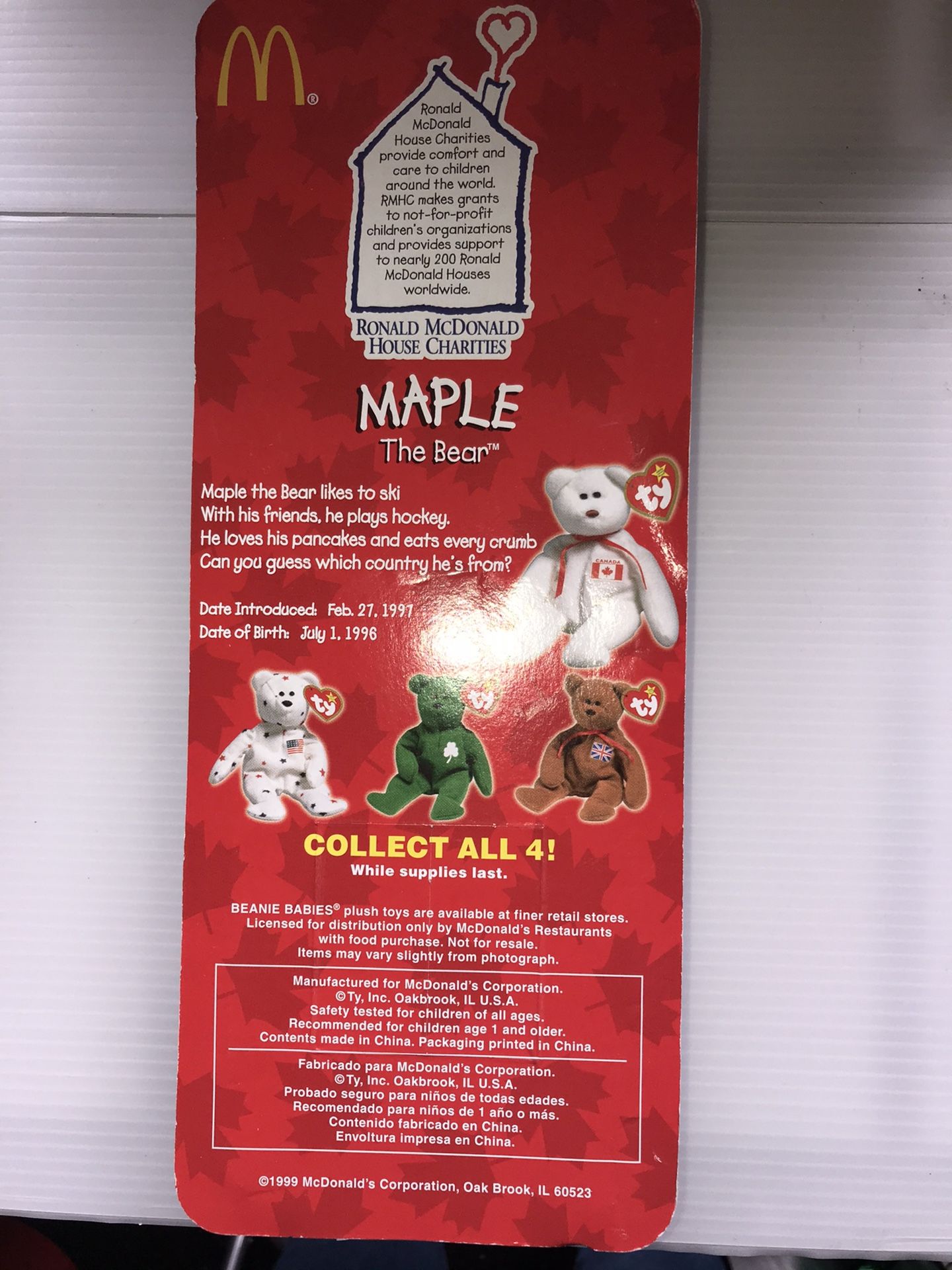 McDonald’s 1999 Beanie Babies set International Bear Collection Some with tag errors