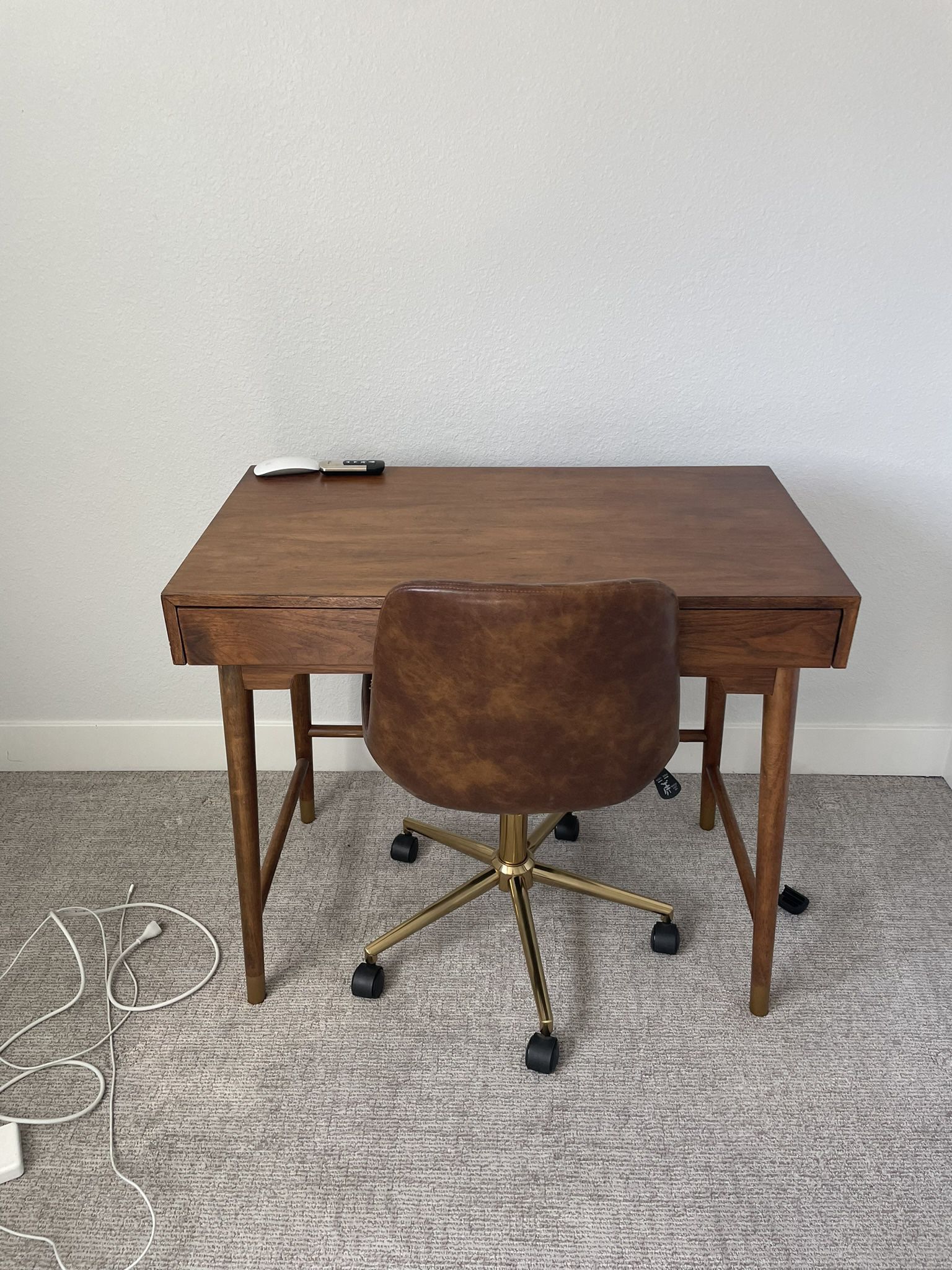 Wooden Mid Century Desk And Chair