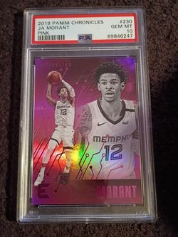Ja Morant Panini Chronicles Rookie PINK Card PSA GRADED  10. Just Reduced. ONLY $200.