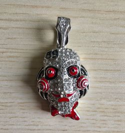 Iced Out Billy the Puppet Pendant - Saw Horror Movie Novelty Jewelry