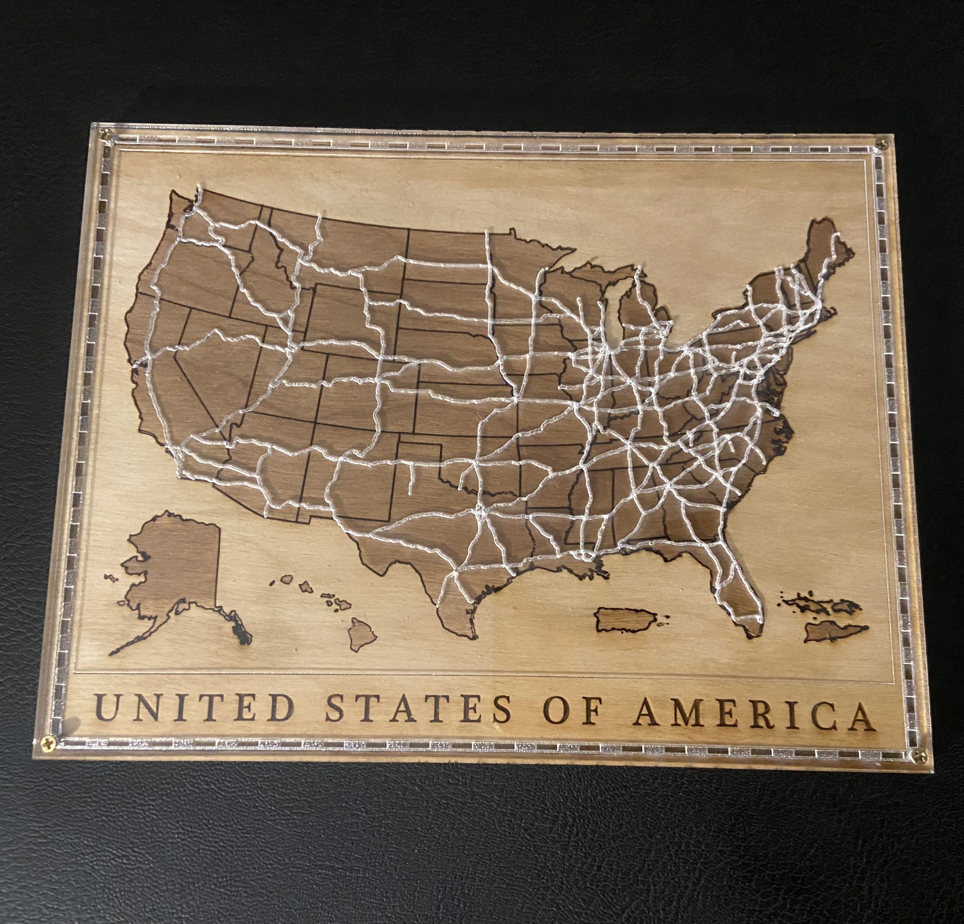 US Wood Acrylic Map