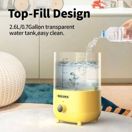 Cool Mist Humidifier, Ultrasonic Humidifier for Baby Nursery Plants with 2.6l/0.7Gal Top Fill Water Tank, Humidifiers for Bedroom,Whisper Quiet, Auto