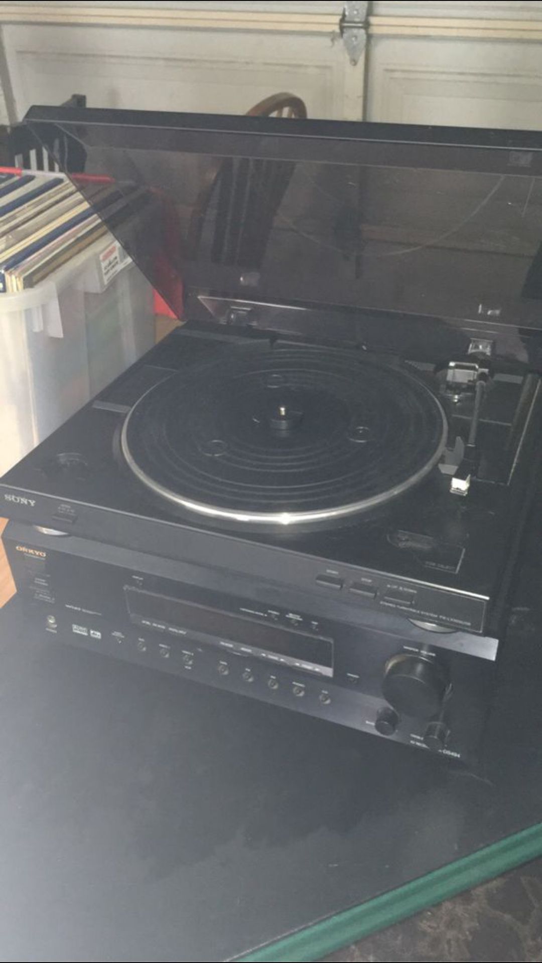 sony Record player and converter w/ receiver