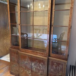 Asian Inspired Ethan Allen Petite China Cabinet / Curio 