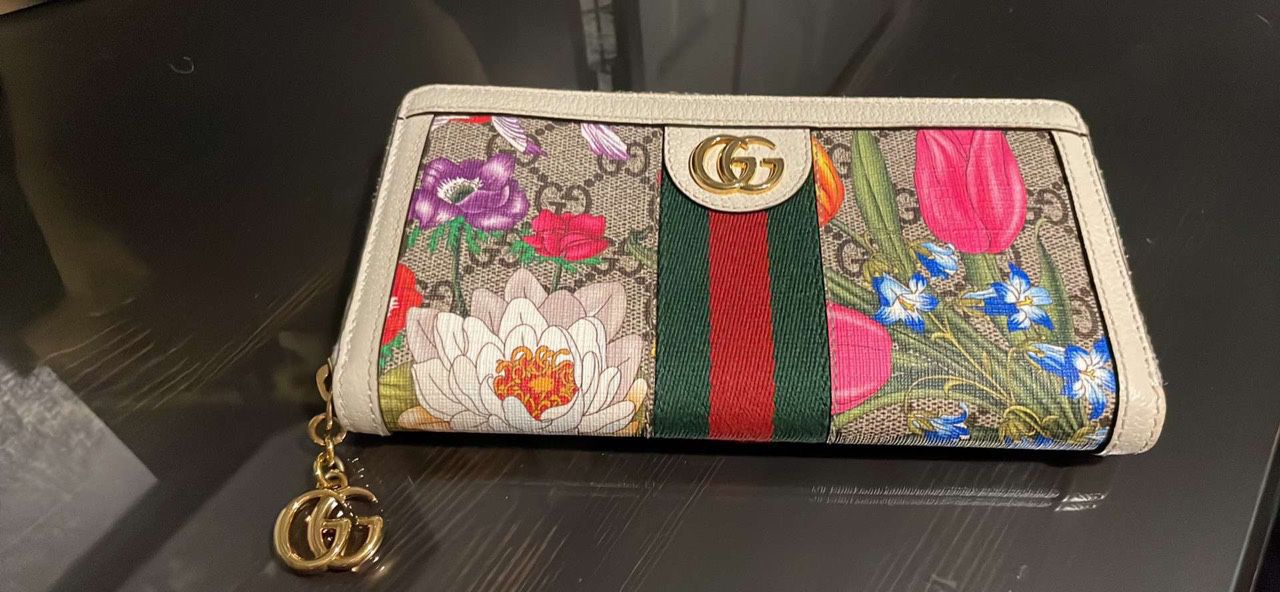Gucci Wallet White Floral Spring Edition New