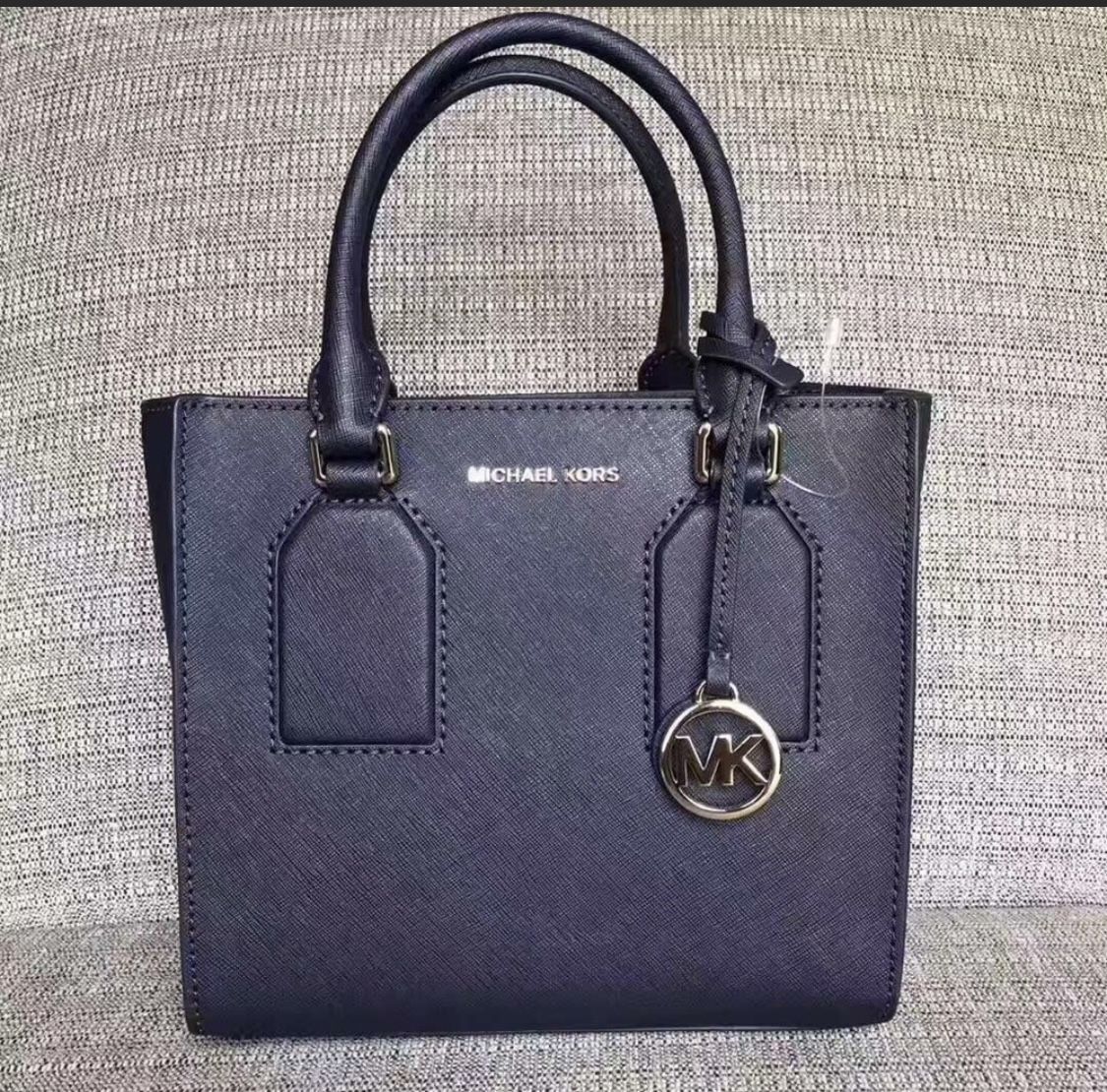 Michael Kors Selby Leather Messenger Satchel Navy
