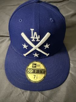 New Era 59fifty Dodgers Blue Crossed Bats Fitted Hat Size 7 1/4
