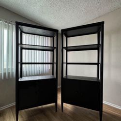 Austen Black 72" High Traditional Wood Bookcase Pier | Doors | Shelves | Storage I Etagere