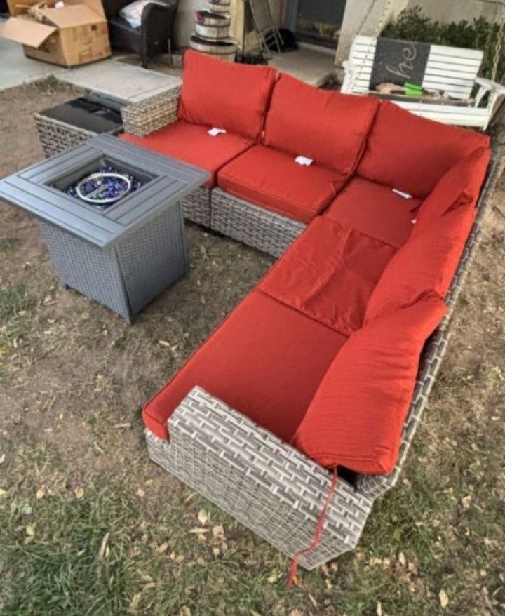Brand New Patio Sofa Set With Fire Pit Propane Brand New Patio Set Patio Furniture 🆕🚎🚚🚛🆕