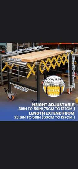 Adjustable Height Expandable Roller Conveyor Table