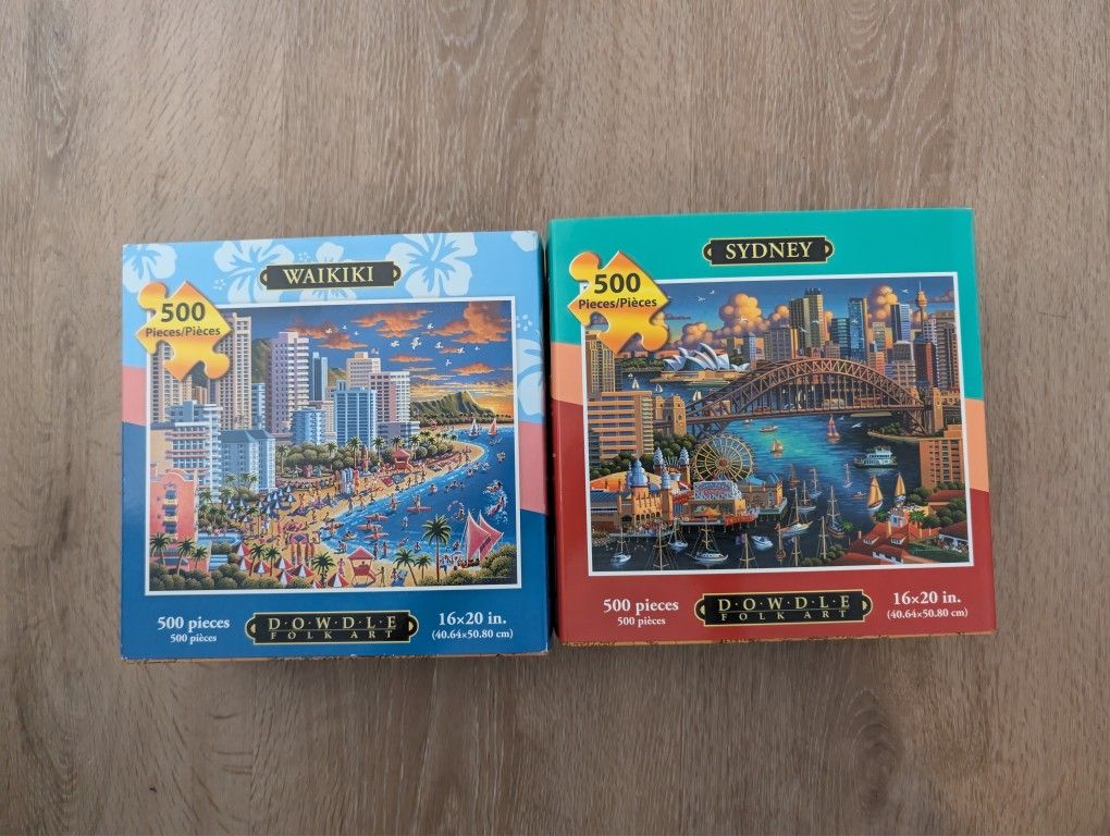 2 Dowdle Folk Art Jigsaw Puzzles