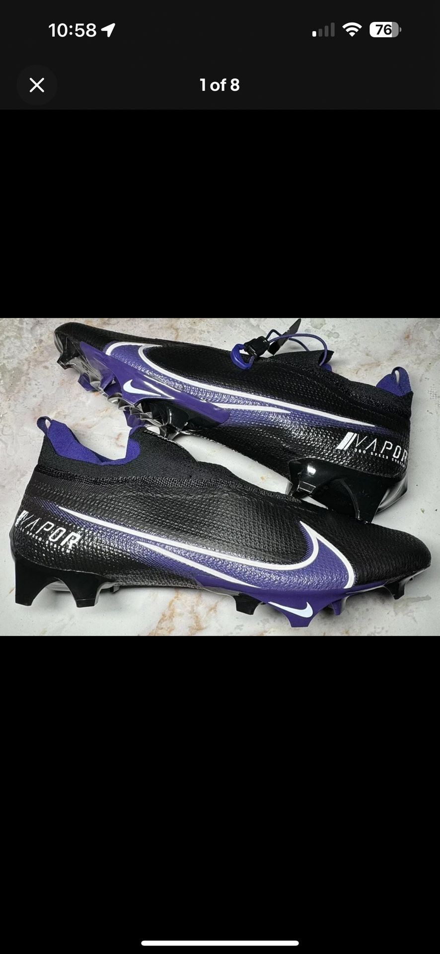 Nike Vapor Edge Speed 360 Black Purple Football Cleats Men Size 14.5 CV6349-001