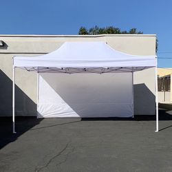 (NEW) $170 Heavy-Duty Canopy 10x15 FT with (1) Sidewall, Ez Popup Outdoor Party Tent (2 colors) 