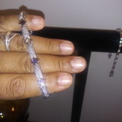 gem stone brace let 18k white gold over 925 silver