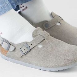 Birkenstock Tokio Suede Leather - Stone Coin clogs NWT