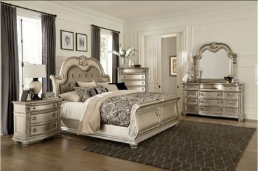 Traditional Silver Bedroom Furniture Set New in Box
