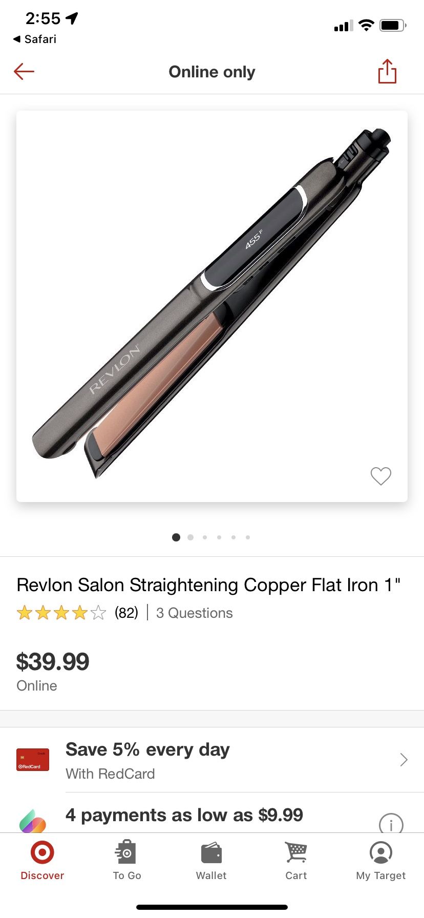 Revelon straightening Copper Flat Iron 1”