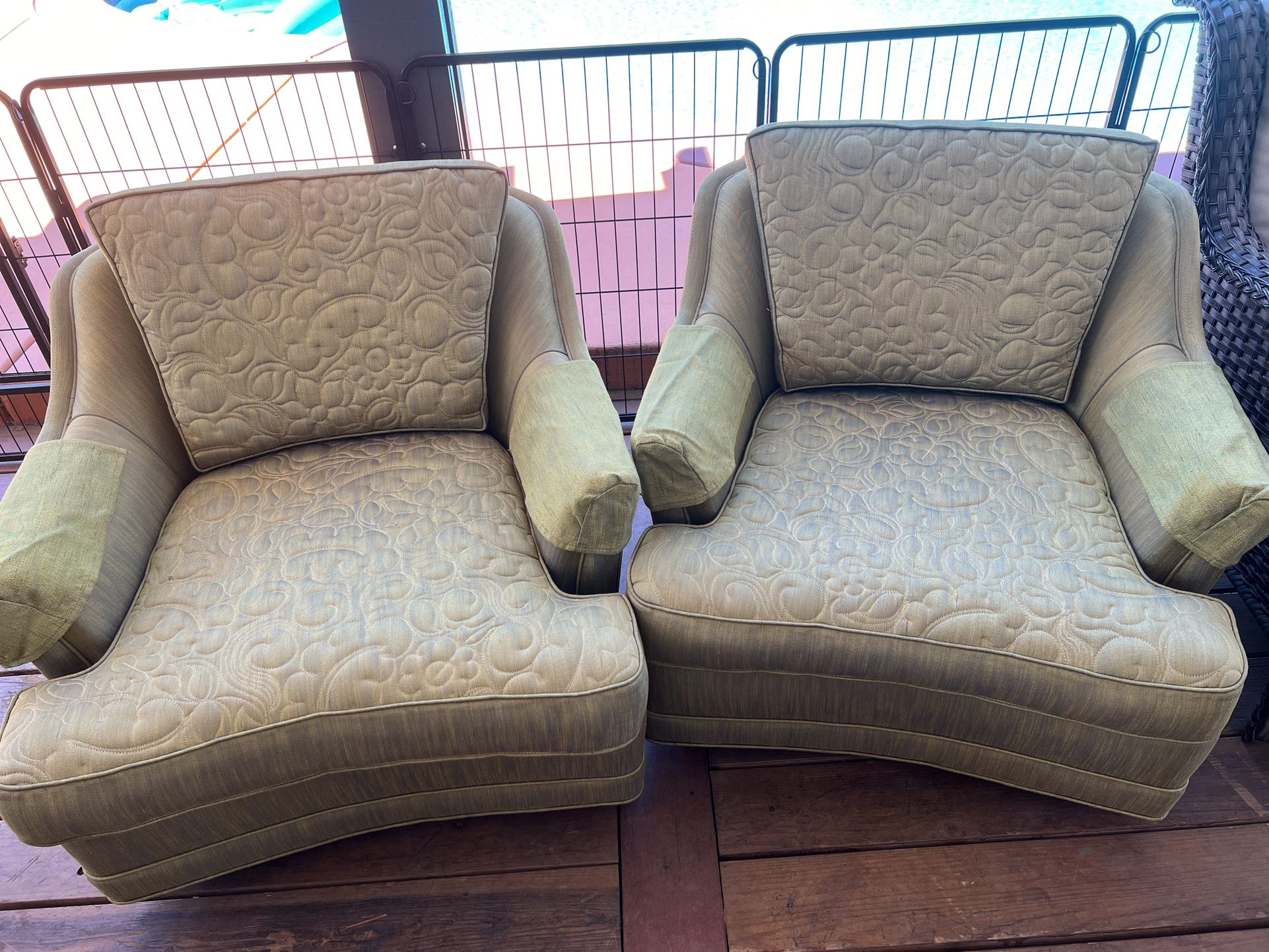 Vintage Green Embossed Chairs 1966