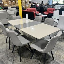 Modern Dining Table with 6 Chairs / Mesa de comedor moderna con 6 sillas