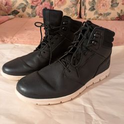 Men's Size 10 Black & White High Top Timberlands