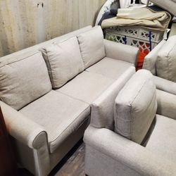 Pottery Barn Couch, Chairs, and Ottoman (Read Description)