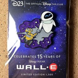 WALL-E & EVE 15th ANNIVERSARY PIN Disney Pixar D23 Gold Exclusive LE 1500
