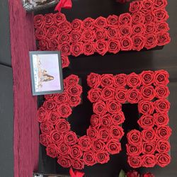 Number 15 Wood With Fake Roses 