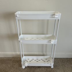 SPACEKEEPER Slim Rolling Storage Cart, 3 Tier White