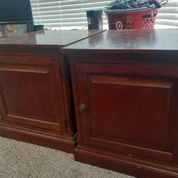 2 Red Wood End Tables 