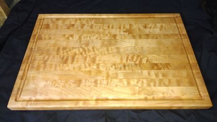 Handcrafted curly maple cutting board 12x18x1inch thick