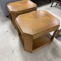 Drexel Furniture Esperanto Collection Spanish Revival hexagonal side tables - 21” x 21” - Originally $395