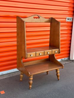 Vintage Early American Wood Bookshelf Console Table