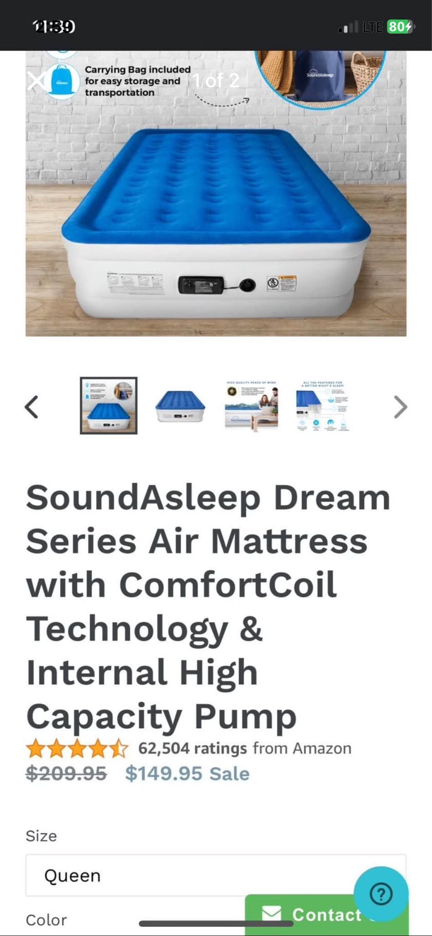 Sound asleep, Air mattress,  queen size