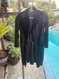 Halloween costume Pirate ,Black Long Blazer Coat with Pinstripe Lining
